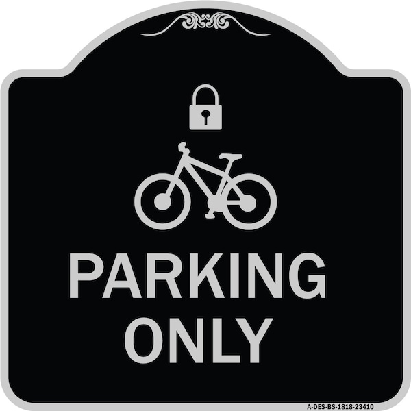 Parking With Cycle and Lock Symbol Heavy-Gauge Aluminum Architectural Sign, 18" x 18", BS-1818-23410